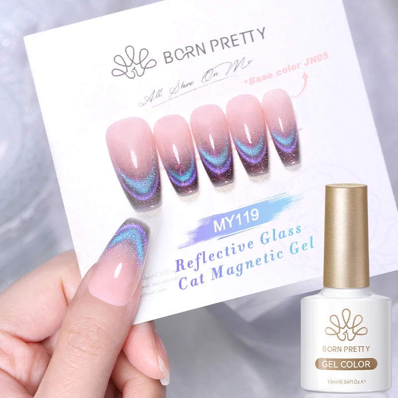 BORN PRETTY 10ml Dark Red Cat Magnetic Gel Nail Polish for Winter Nails DIY Jelly Glass Silver-Light Varnis Semi Permanent