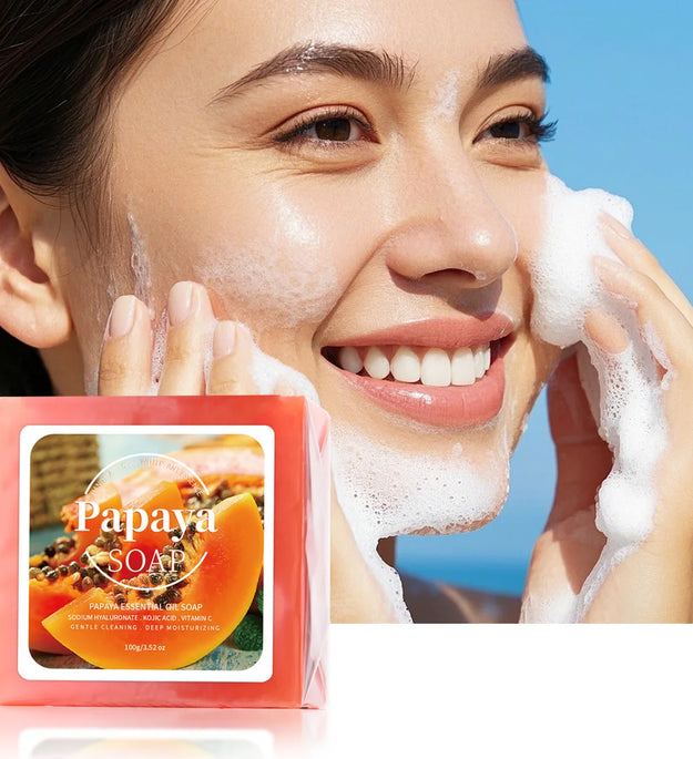 100g B+ Papaya Extract Nourishing Handmade Soap Deep Cleansing Whitening with Coconut Goat Milk Soap