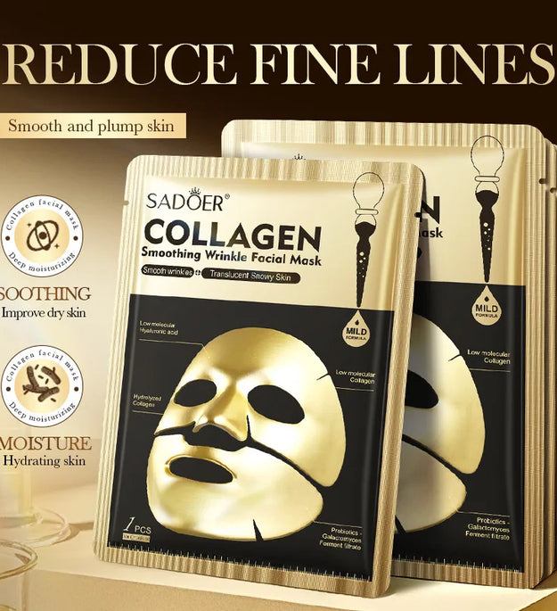 SADOER Golden Collagen Facial Masks Moisturizing Anti-Aging Anti Wrinkles Face Mask Sheet Collagen Masks Skin Care Product