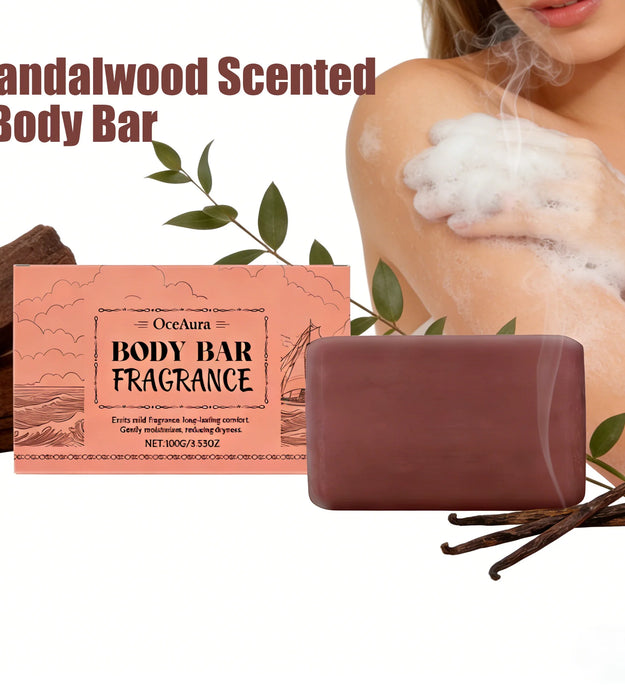 Sandalwood Scented Body Bar Moisturizing Gentle Cleansing Soap for Bath Shower Long-Lasting Fragrance Handmade Natural Skin Care