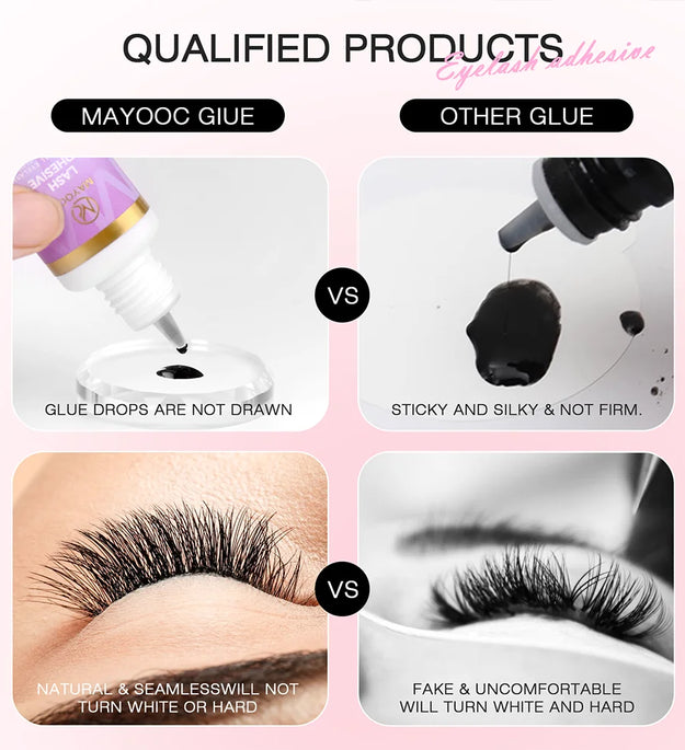 MAYOOC Fast Dry Strong Eyelash Extension Glue 5ml Adhesive 7-8 Weeks Non Odor False Lash Glue Makeup Tool Free Custom logo