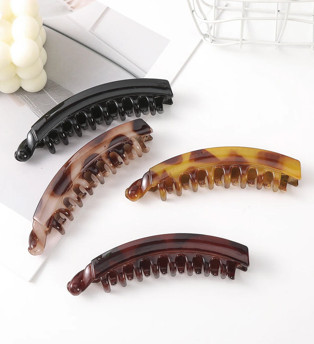 AWAYTR Hair Clips Solid Color Banana Clip Women's Hair Accessories Fashion Ponytail Barrettes Hair Claws Hairpins