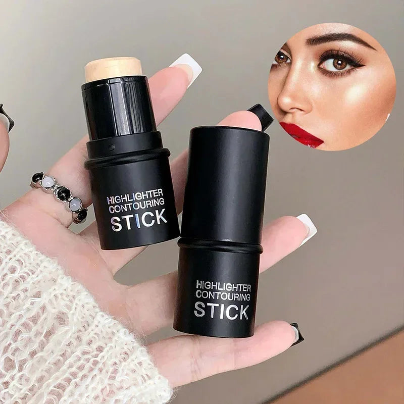 Waterproof Contour Stick, Highlighter Stick, Blush Stick Cream Contour Kit with Contour Brush, Create Face Contour, Non-greasy