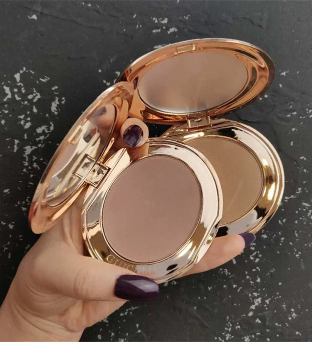 Contour Palette with Mirror Shadow Powder Bronzer Three-Dimensional Nose Shadow Repair Powder Facial Concealer Cosmetics Makeup