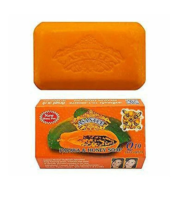 Thailand ASANTEE Papaya Honey Herb Soap Whitening Handmade Soap Lightening Skin Moisturizing Cleansing Anti-aging Face Skin Care