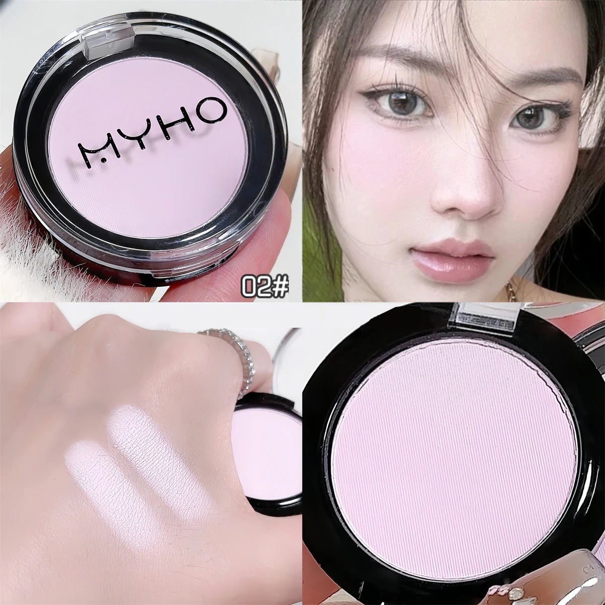 White Matte Highlighter Pink Purple Blush Palette Powder Eyeshadow Waterproof Lasting Face Contour Brightening Makeup Cosmetics