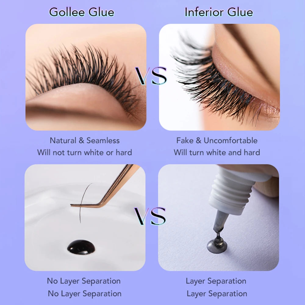 Gollee 1s Dry lash glue Adaptability Use Eyelashes Extension Glue Waterproof 6-8 Weeks Long Lasting Low Smell Super Glue Makeup