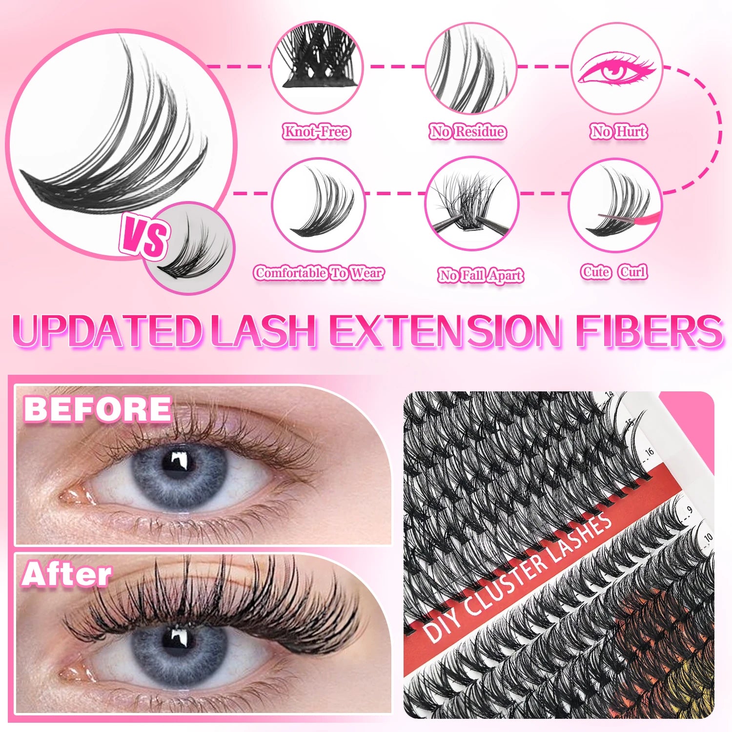 320/600/790 Cluster Lashes Kit – Daily & Party Essential with Mix-and-Match Lengths! Perfect for Effortless Glam Anytime