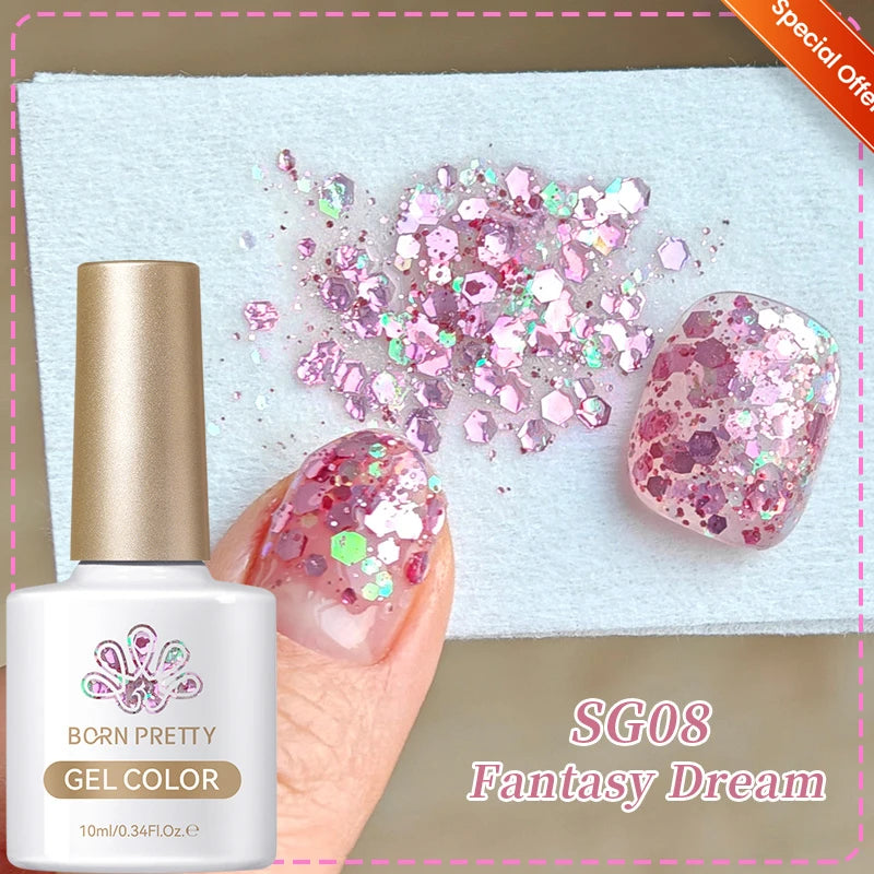 BORN PRETTY 10ml Cat Magnetic Gel Sparkling Ultra Gold Glitter Soak Off UV LED Gel Nail Art Varnish Manicure Valentine's Day