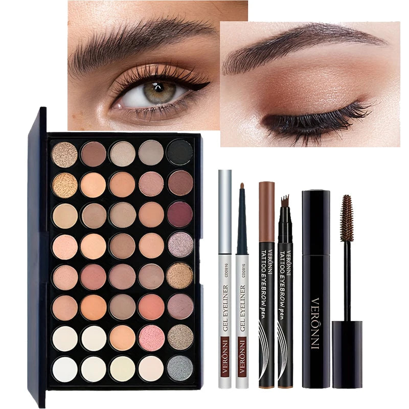 Eye Set with 40 Eyeshadows, Mascara, Eyeliner, And Eyebrow Pencil, Perfect for Mother'S Day Gifts,Christmas & Birthday Gift