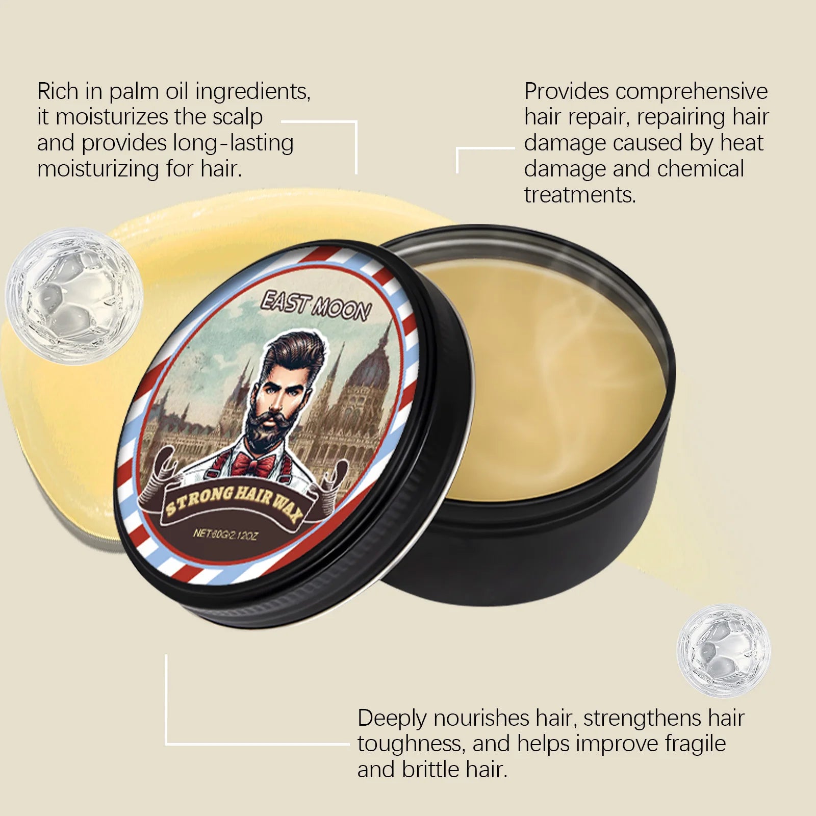 Long Lasting Stying Wax Fluffy Hair Pomade Wax Keep Hair Oil Edge Control Barbershop Tools Salon Hairdressing Mud Hair Styling - BlissFully