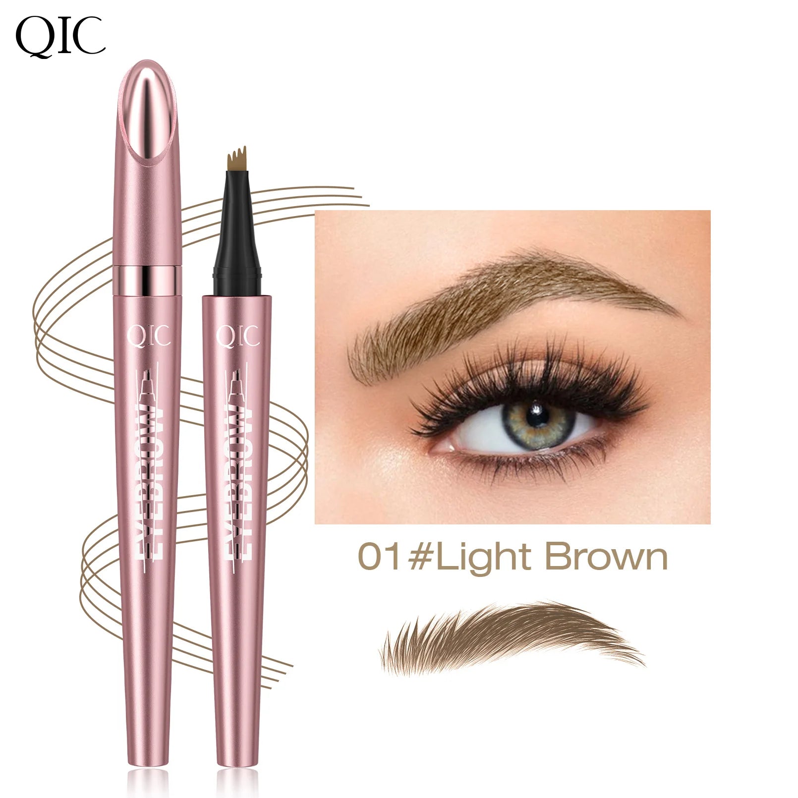 4 Fork Tip Eyebrow Pencil 3D Microblading Waterproof Dark Brown Natural Colour Fine Stroke Magic Eyebrow Pencil 2024 New Ladies