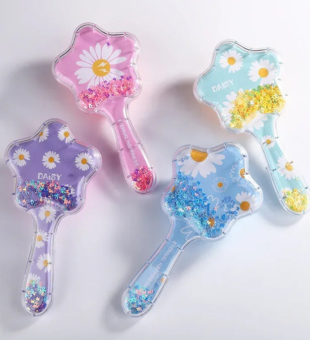New Cartoon Air Cushion Massage Comb Star Shape Sequins Quicksand Anti-knot Combs for Baby Kids Comb for Curly Hair