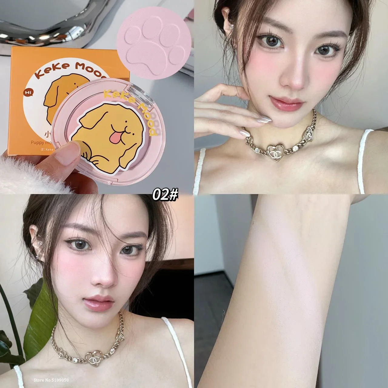 Cute Claw Monochrome Highlights Powder Face Matte White Pink Blusher Brightening Setting Powder Concealer Compact Makeup Palette
