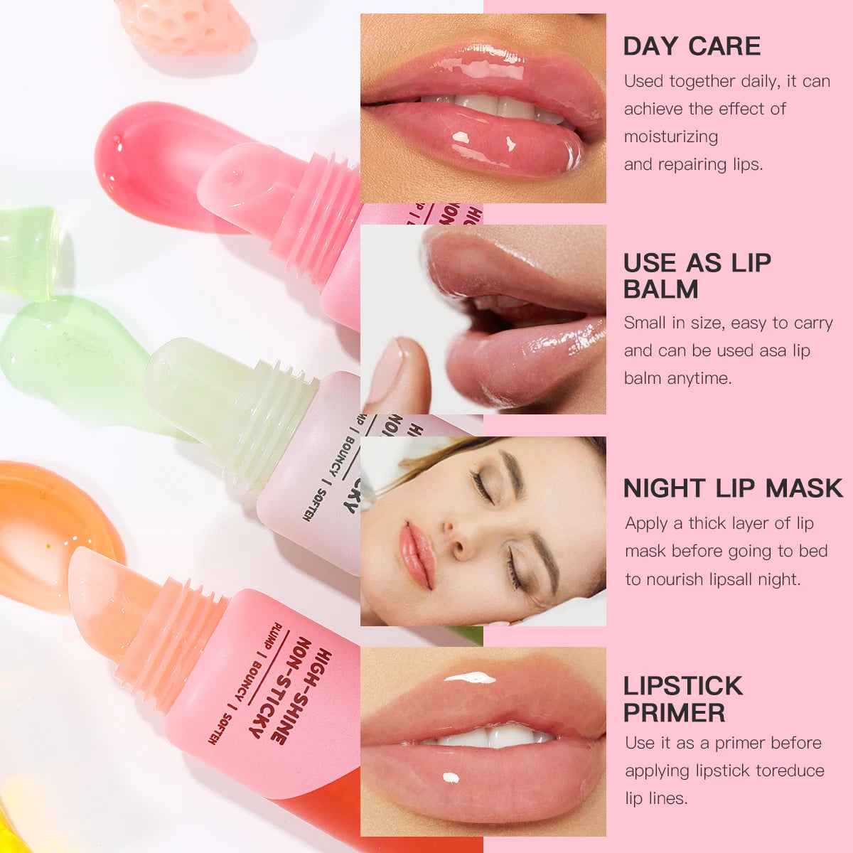 Febble 3 Color Hydrating Lip Oil Moisturizing Plump Lip Balm Fade Lip Line Lip Mask For Autumn And Winter Lip Care Tools