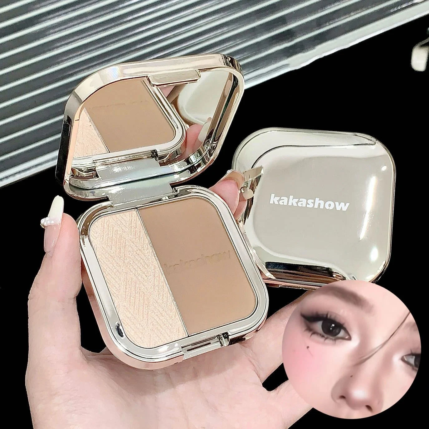 1Pc Shimmer Highlighter Bronzer Palette Matte Face Shading Grooming Powder Makeup Long-Lasting Face Contouring Bronzer Cosmetics