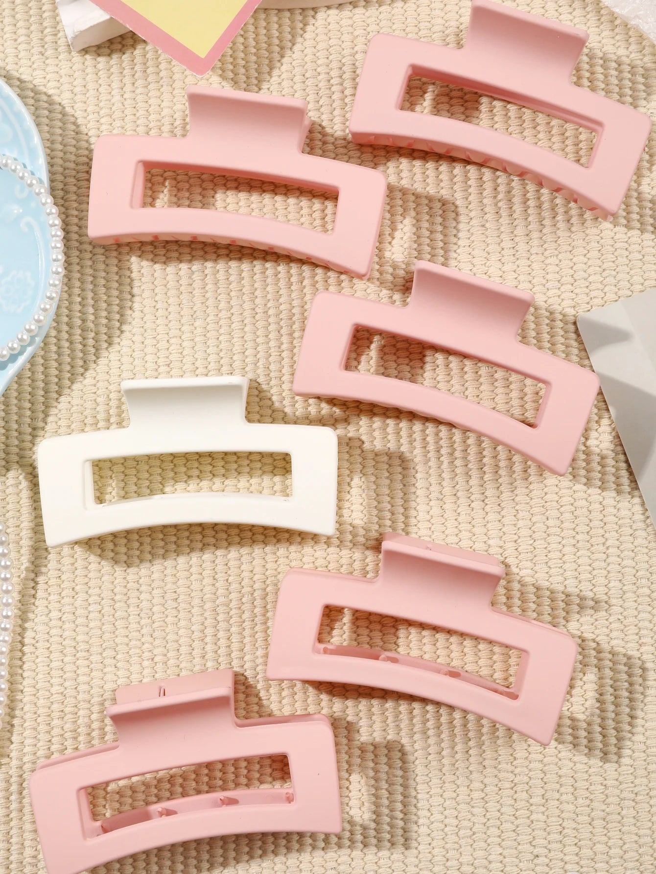7 Pcs Big Hair Claw Clips 3.4" Non-slip Big Square Matte for Women Girls, Strong Hold Banana Clips for Thick Thin Hair - BlissFully