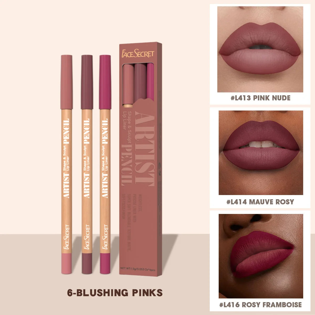 Face Secret 3Pcs Long-Lasting Velvet Lip Liner Matte Lipstick Waterproof Perfect Gift for Christmas Day, Lip Liner Set