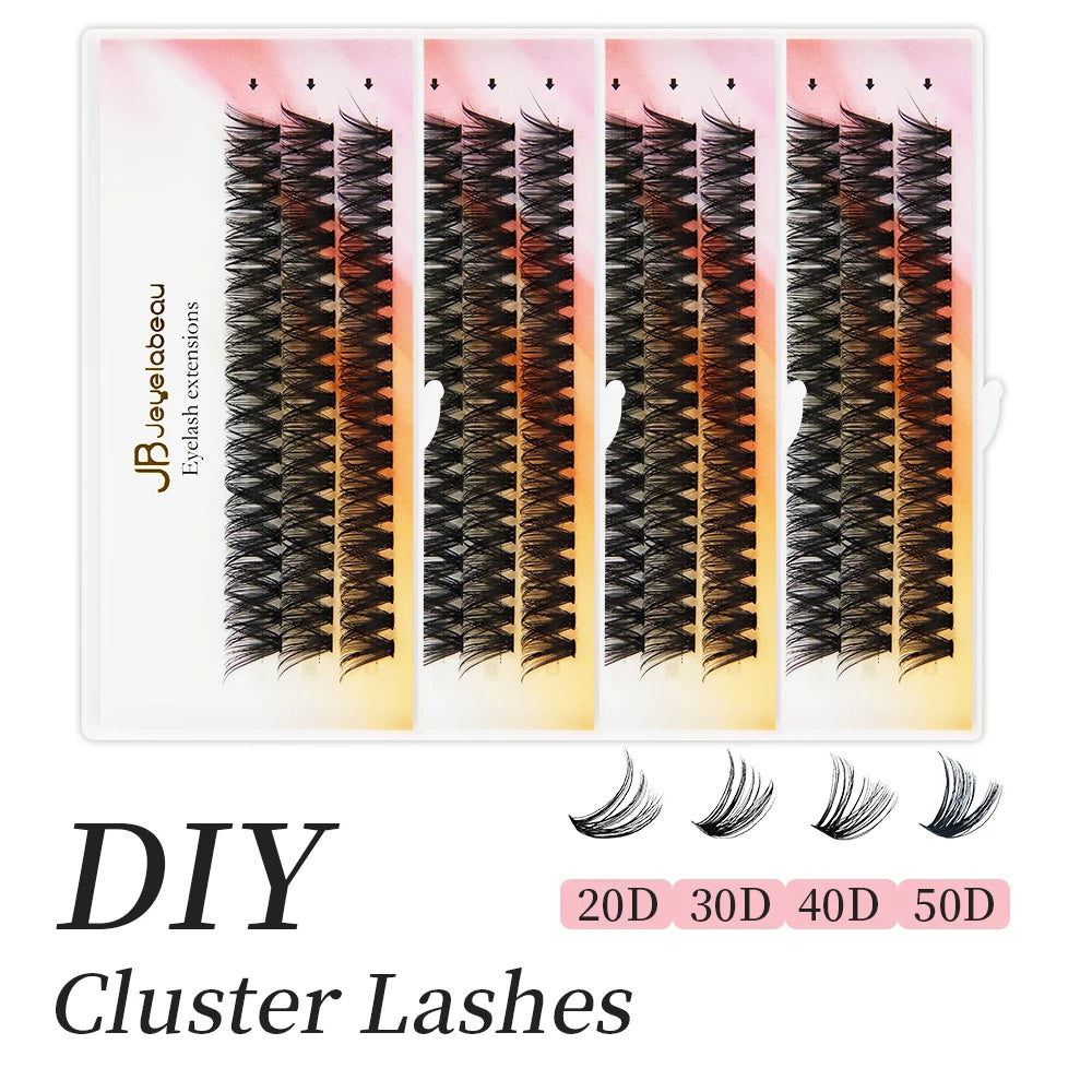 JB Jeyelabeau Russian Individual Cluster Lashes 60 Bundles DIY 8-16mm Eyelash Extension Volume Lash Clusters Natural Mink