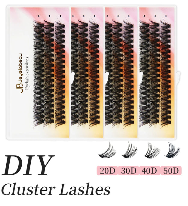 JB Jeyelabeau Russian Individual Cluster Lashes 60 Bundles DIY 8-16mm Eyelash Extension Volume Lash Clusters Natural Mink