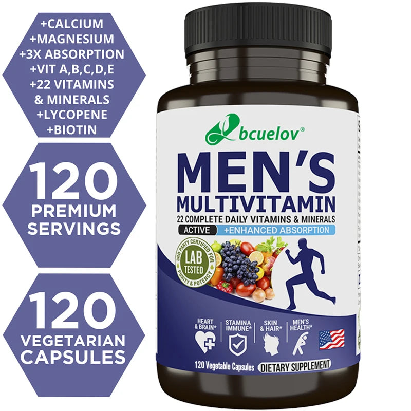 Bcuelov Daily Complete Vitamins & Minerals - Men's Health, Skin & Hair, Stamina Immune System