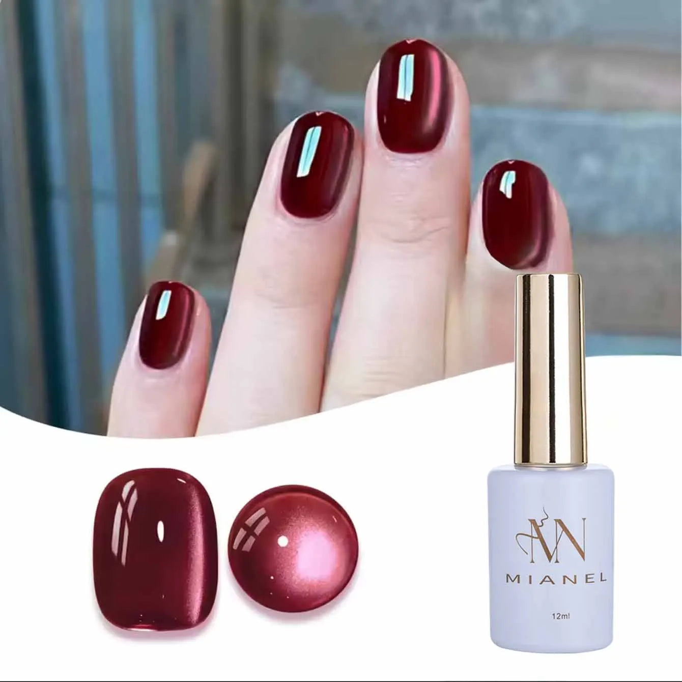 12ML 1-21PCS Winter And Autumn Whitening Red Glass Bead Cat Eye Magnet Gel Nail Polish Christmas Nails Nail Set Nail Art