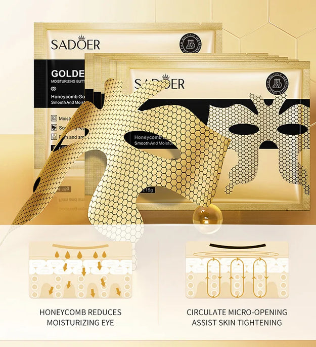 10pcs SADOER Peptide Golden Collagen Eye Mask Moisturizing Firming Smooth Anti Dark Circle Eye Pathes Eyes Masks Skin Care