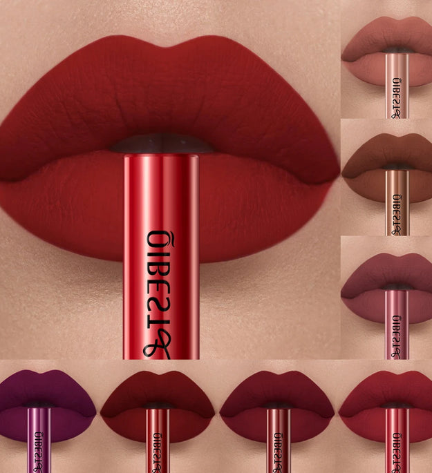 QIBEST Matte Liquid Lipstick Waterproof Long Lasting Velvet Lip Gloss Tint Tube Matte Nude Pigment Red Lipgloss Lips Makeup