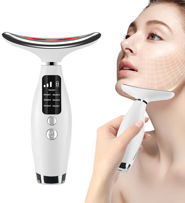 Neck Face Lifting Massager 7 Colors Light LED Photon Therapy Skin Tighten Wrinkle Remove Heating Vibration Massage Beauty Device