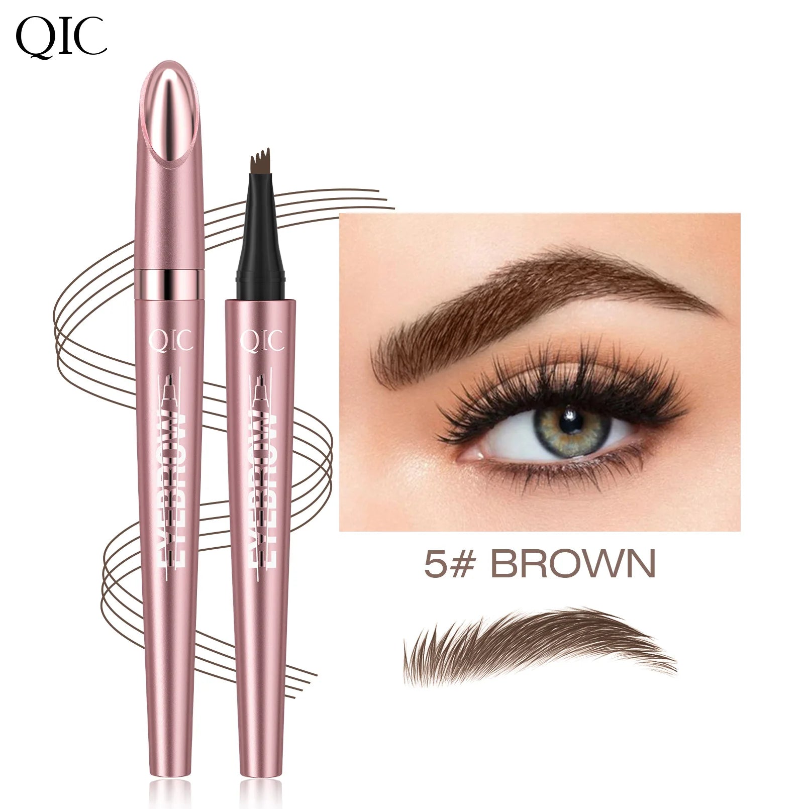 4 Fork Tip Eyebrow Pencil 3D Microblading Waterproof Dark Brown Natural Colour Fine Stroke Magic Eyebrow Pencil 2024 New Ladies