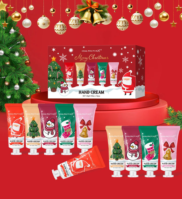 10pcs Christmas Hand Cream Gift Set Moisturizing and Moisturizing Hands, Preventing Drying and Cracking, Lasting Fragrance
