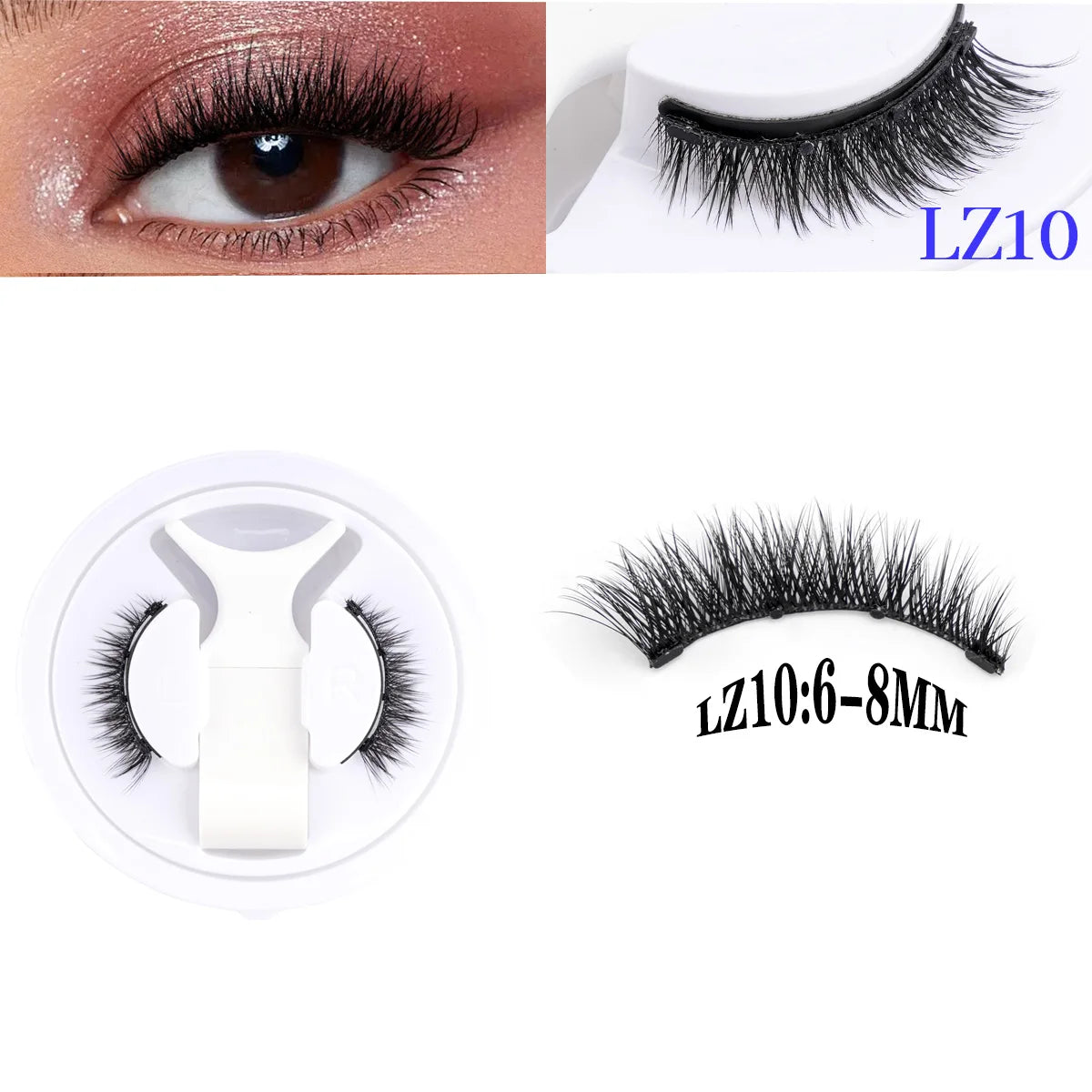 3D Fluffy Mink Magnetic Lashes Kit - 1 Pair Winged Anime Natural False Eyelash Extension No Glue Needed Magnet Band Makeup Tool