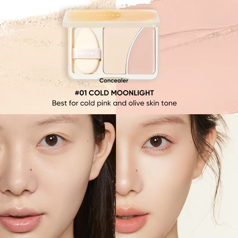 Judydoll Dual-Texture Highlighter Palette, Matte Powder & Cream Highlighter, Face Brightening for Glowing, Radiant Makeup Looks