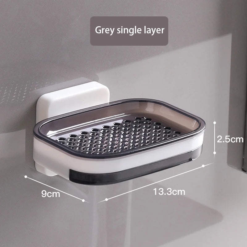 No Need for Perforated Wall Mounted Double Layer StorageDouble Layer DrainageHousehold Bathroom Storage Rack Soap Rack
