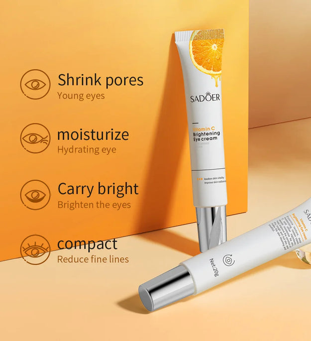 SADOER Vitamin C Eye Cream Moisturizing Anti Dark Circles Eye Bags Firming Anti-puffiness Beauty Eyes Skin Care Products