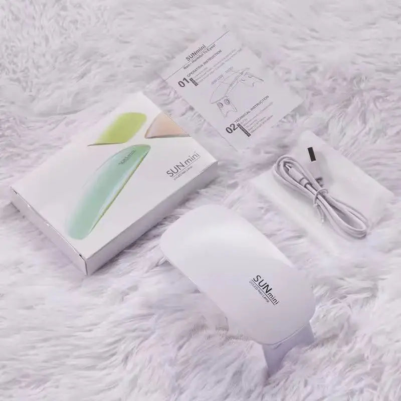 Mini UV LED Nail Lamp 6W for Curing Nail Gel Polish Portable Foldable 120s/60s Timing Manicure Dry Machine Nail Art Drying Tool