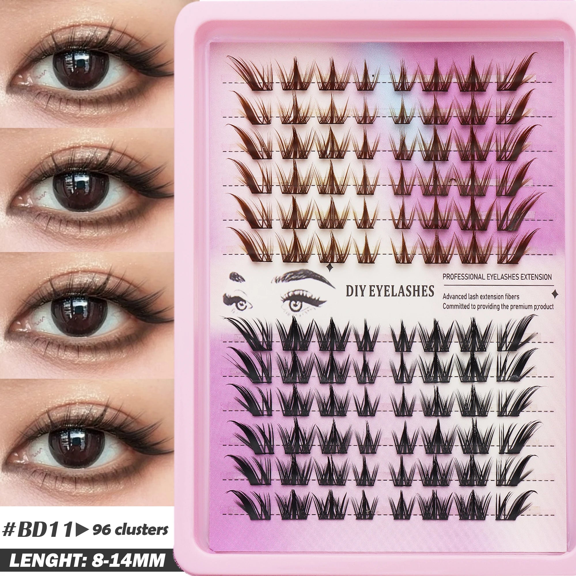 80 cluster Brown Fox Eye Tail False Eyelash wedding party and dates eyelashes  for daily makeup