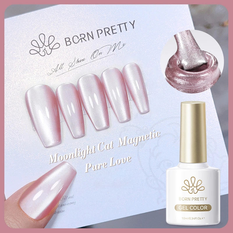 BORN PRETTY 10ml Dark Red Cat Magnetic Gel Nail Polish for Winter Nails DIY Jelly Glass Silver-Light Varnis Semi Permanent