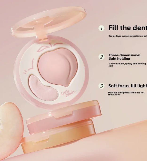 LITTLE ONDINE Peach Highlighter Cream Makeup Bronzers Powder Texture Duo Color Matte Face Brightener Palette