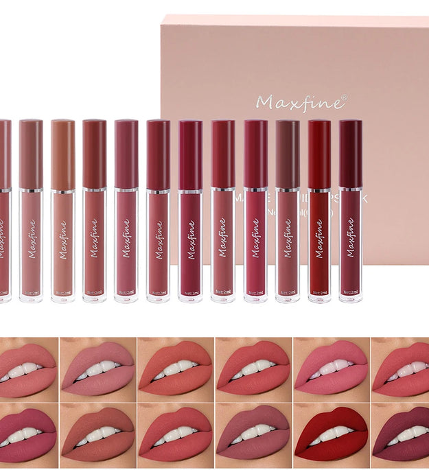 Matte Lip Gloss Set 6 Color Lipstick Smooth And Lasting Display Lip Gloss Waterproof Moisturizing Lipstick Holiday Gift Box Set