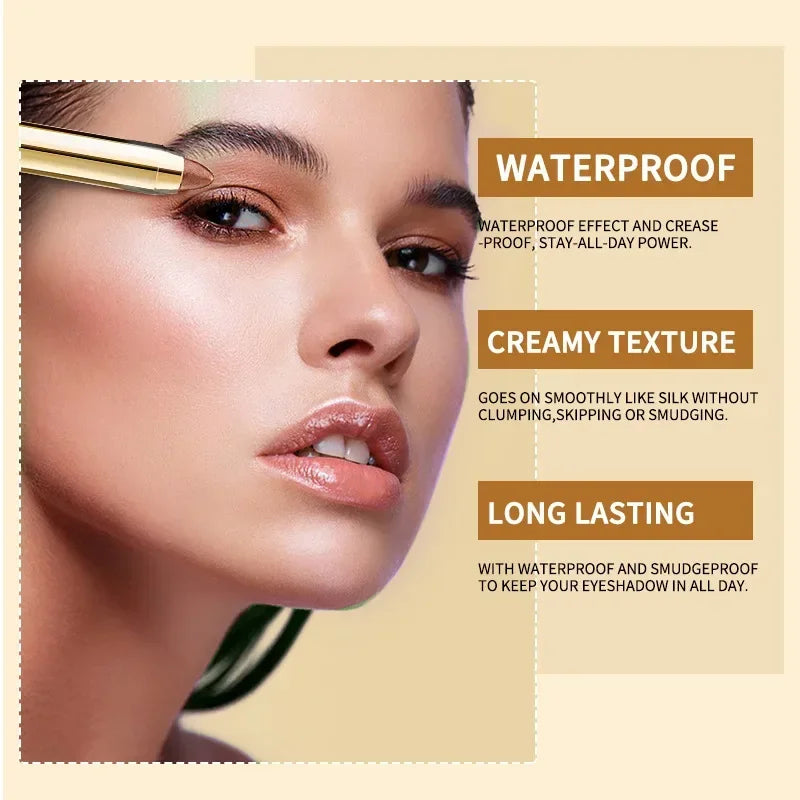 6 Colors Double-Ended Eyeshadow Stick – Waterproof, Long-Lasting, Matte & Glitter, Contour, Highlight, Certified, Unisex