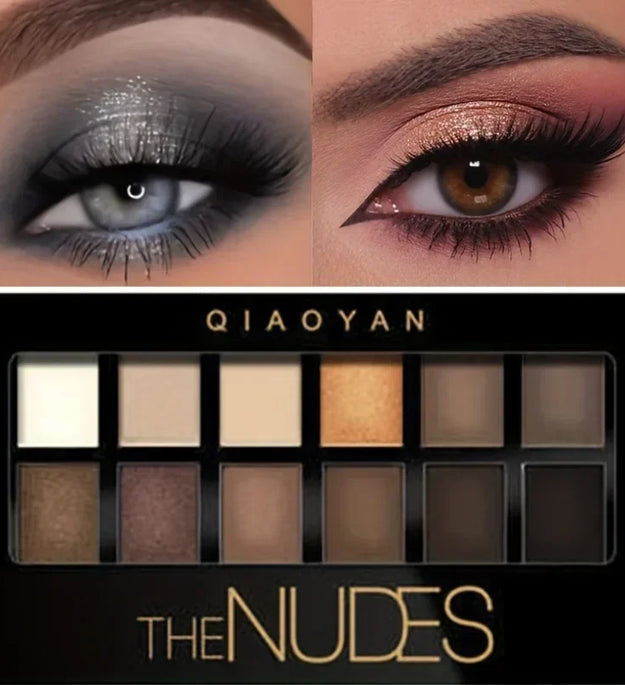 Professional 12 Colors Eyeshadow Palette Natural Shimmer Matte Nudes Cosmetic Eye Makeup Plate for Makeup Artists