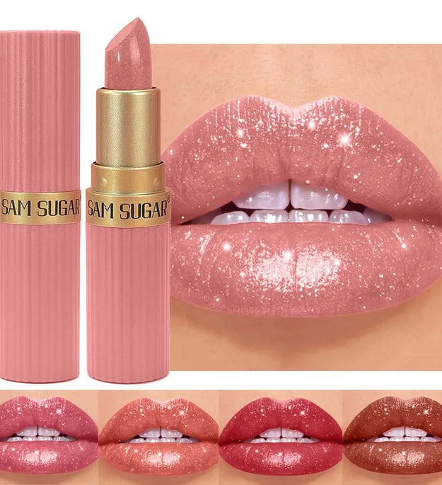 Sparkling Crystal Lipstick Diamond Glitter Metallic Lip Gloss Moisturizes Lips Shimmers with Fine Pearl Brightens Lip Color Balm
