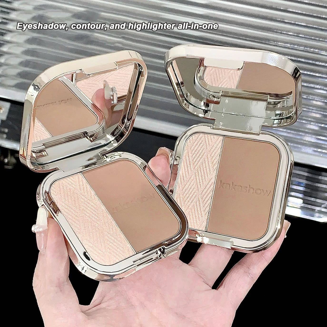 1Pc Shimmer Highlighter Bronzer Palette Matte Face Shading Grooming Powder Makeup Long-Lasting Face Contouring Bronzer Cosmetics