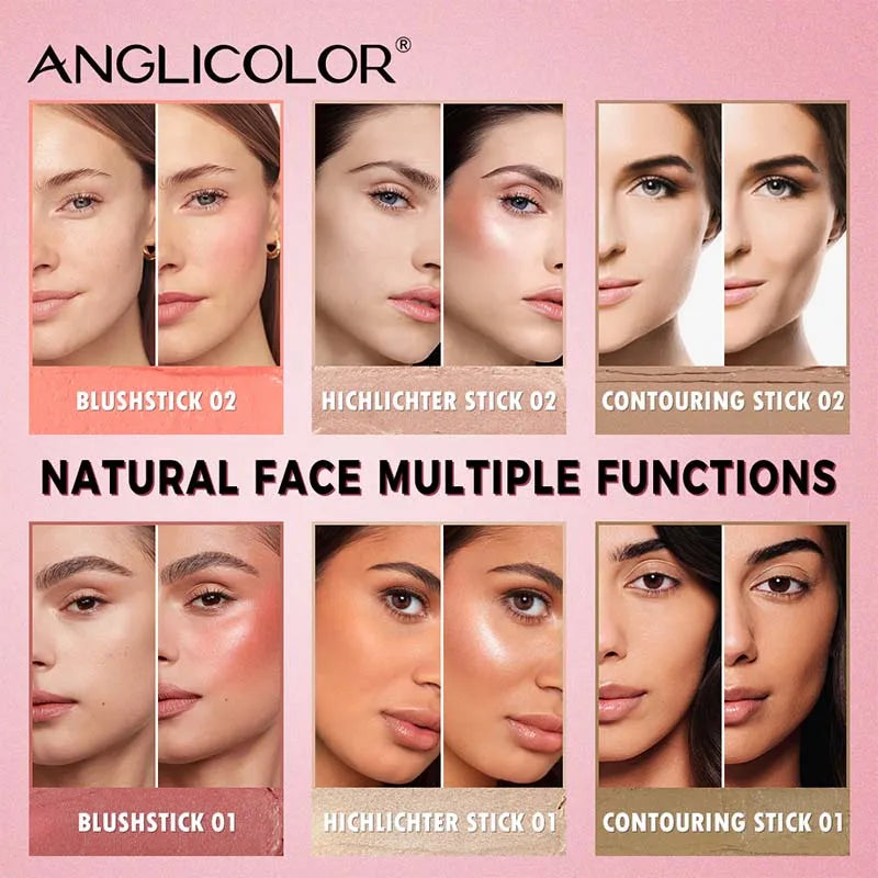 Highlighter Contouring Stick Blush Makeup Concealer Natural Brighten Face Bronzer Shading Stick glitter Highlighter Rubor Rouge