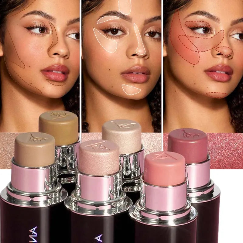 Highlighter Contouring Stick Blush Makeup Concealer Natural Brighten Face Bronzer Shading Stick glitter Highlighter Rubor Rouge