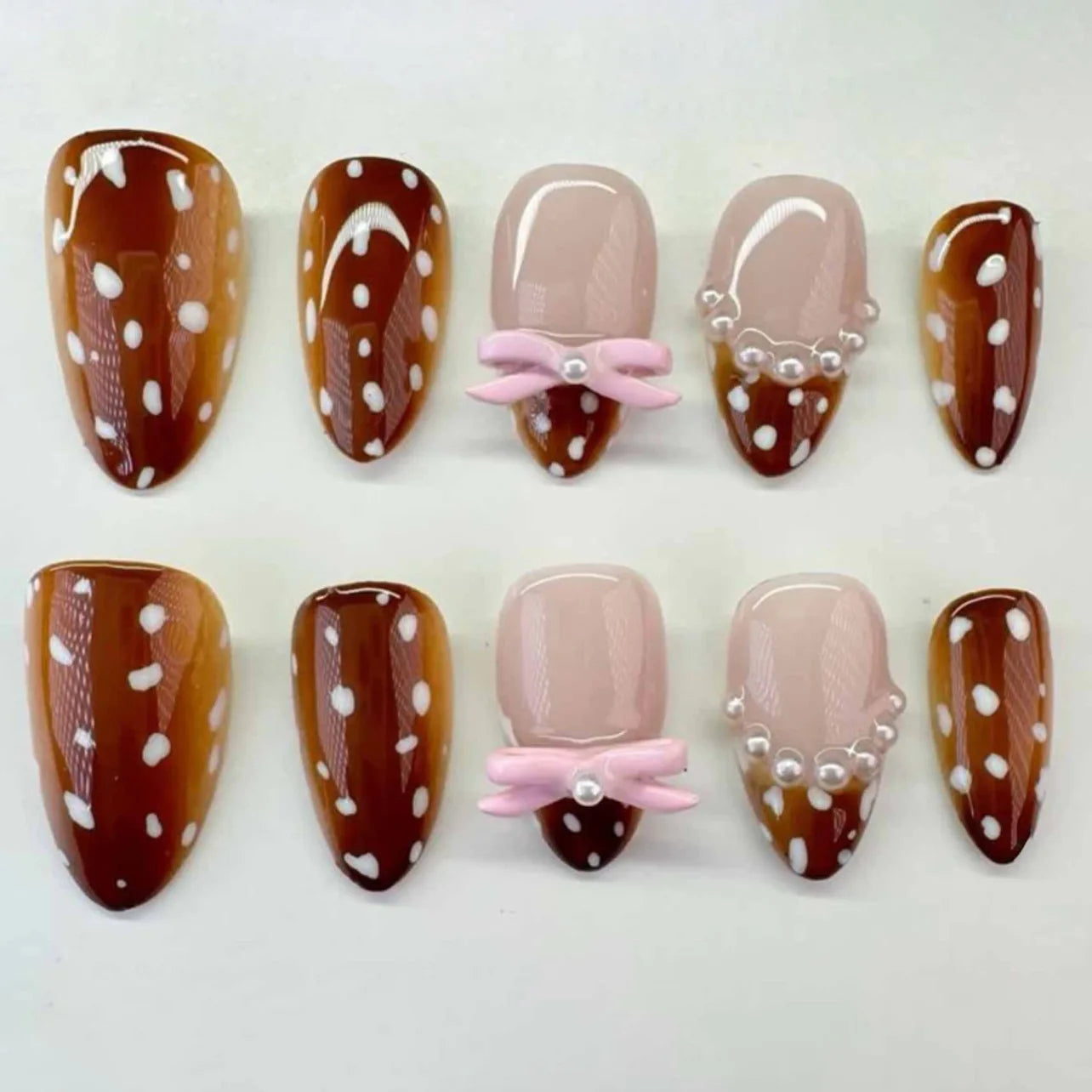 24Pcs Pink French Style Fake Nails 3D Bowknot Designs Short Square Press on Nails Sweet Korean Fashion False Nail for Women Girl