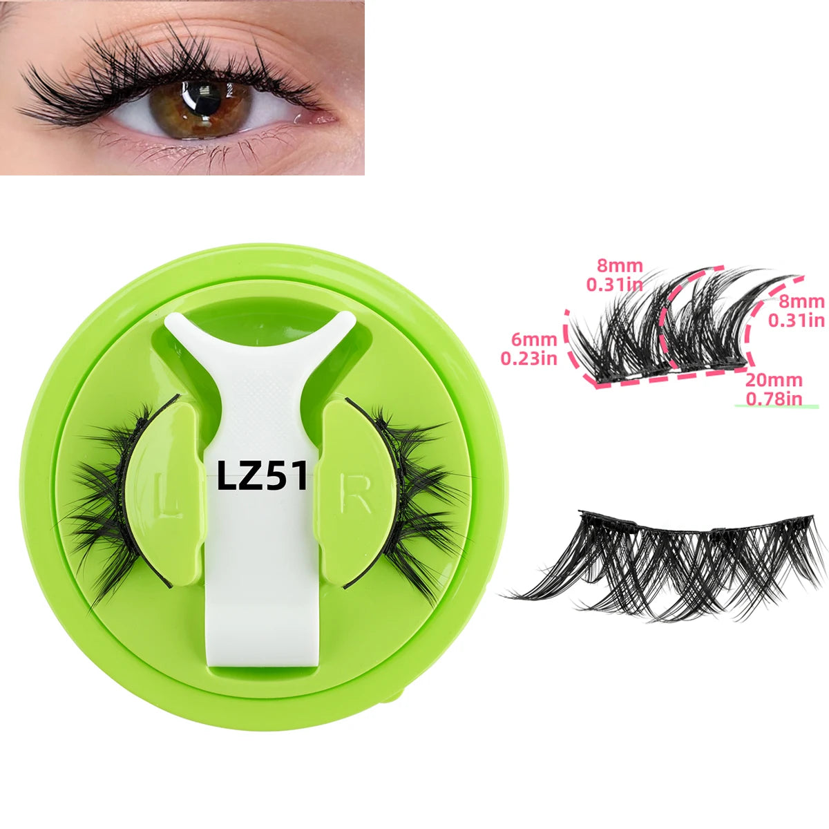 1 Pair Reusable Magnetic Lashes 3D Natural Fluffy Magnetic False Eyelashes No Glue Needed Lashes with Tweezer Set Make up Tools