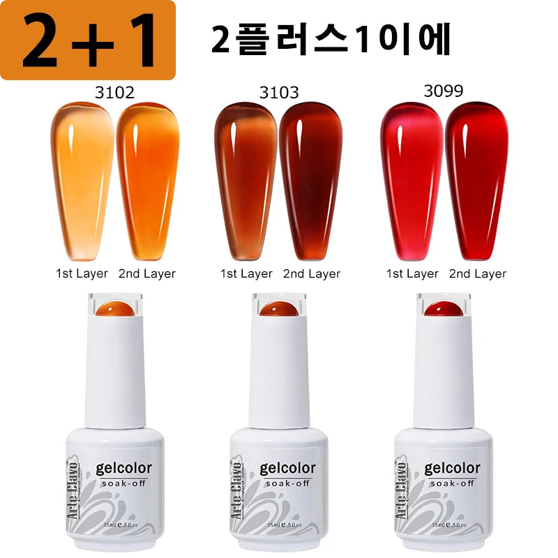 Arte Clavo 3pcs Summer Colorful Jelly Gel Nail Polish Translucent Semi Permanent Varnish UV LED For Nail Art Manicure Gel