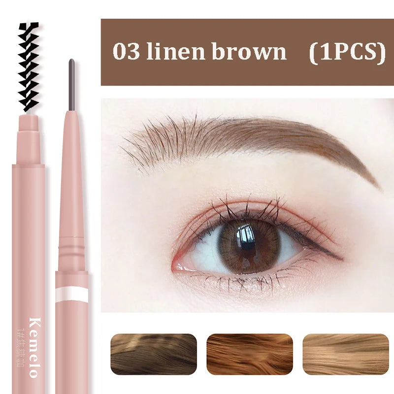 1.5mm Ultra Fine Double-Ended Eyebrow Pencil Automatic Rotating Natural Waterproof Long Lasting Professional Eyebrow Pen Makeup